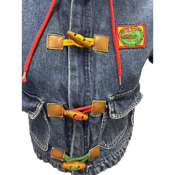 VTG 90's Gymboree Boys Sz Small denium jacket coat toggle button removable hood - Picture 2 of 4